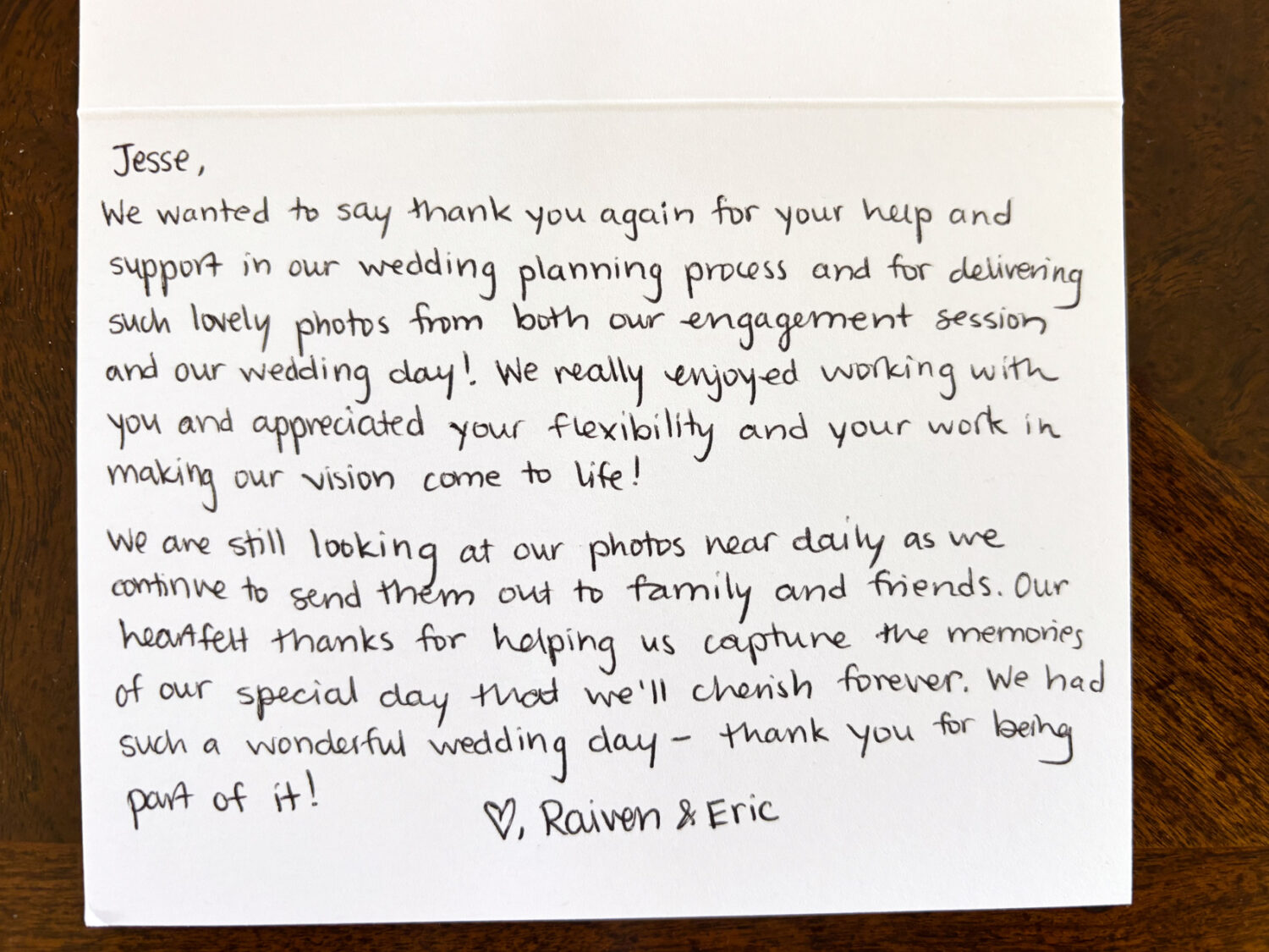 Letter from Raiven
